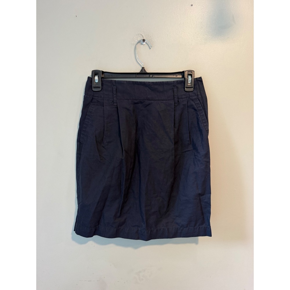 Ann Taylor Loft Womens Navy Blue Pleated Pencil Skirt Size 0 Office Professional